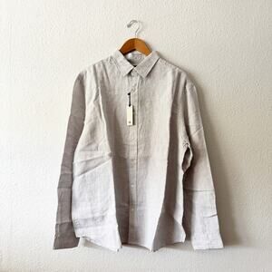 Banana Republic Linen Button Up Shirt Mens XL Gray Long Sleeve Work Business
